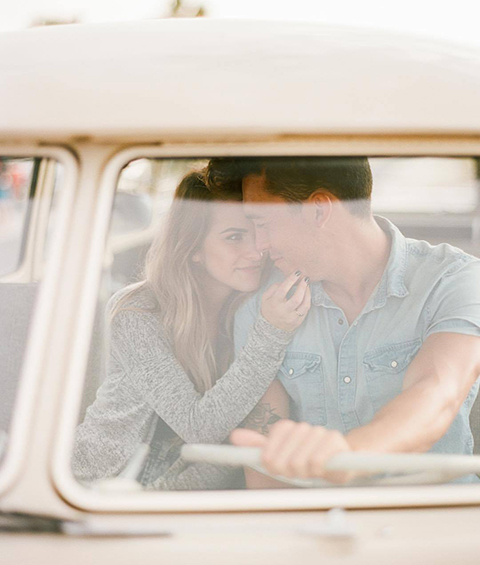 Couple in VW Bus